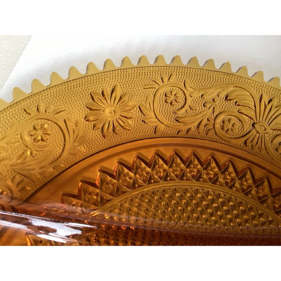 Amber Indiana Glass Tiara Sandwich Glass 12" Divided Serving Platter Vintage - Picture 5 of 7